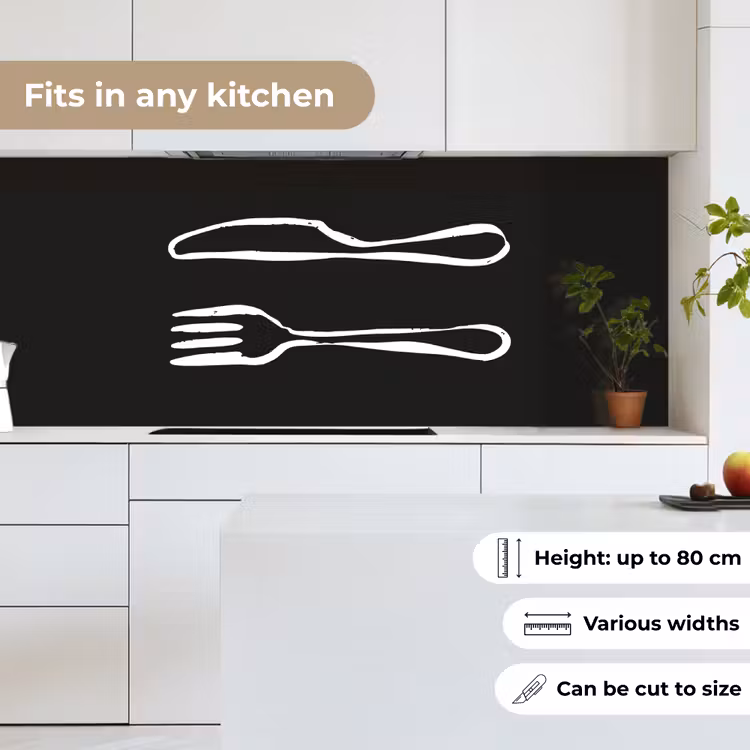 Kitchen splashback - Cutlery - Lying - Black - White — 7