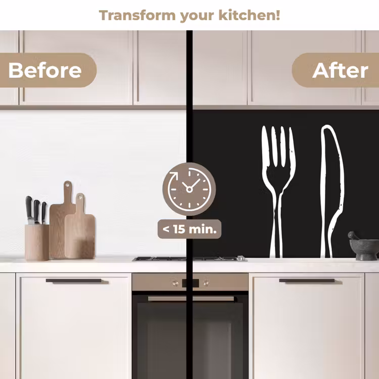 Kitchen splashback - Cutlery - Standing - Black - White — 3