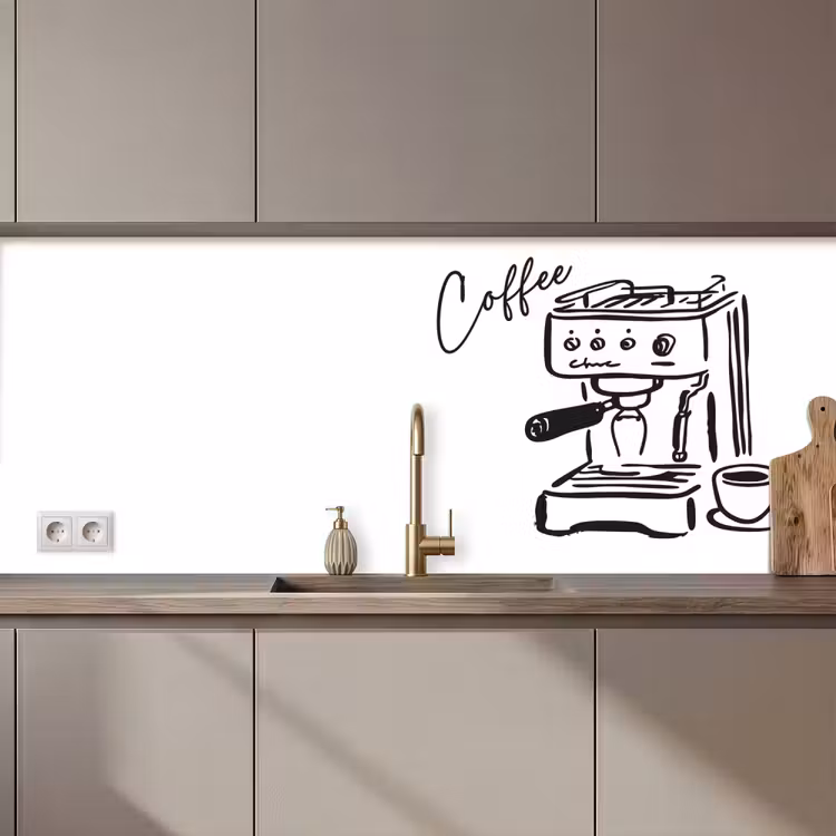 Kitchen splashback - Espresso machine - Black - White — 1
