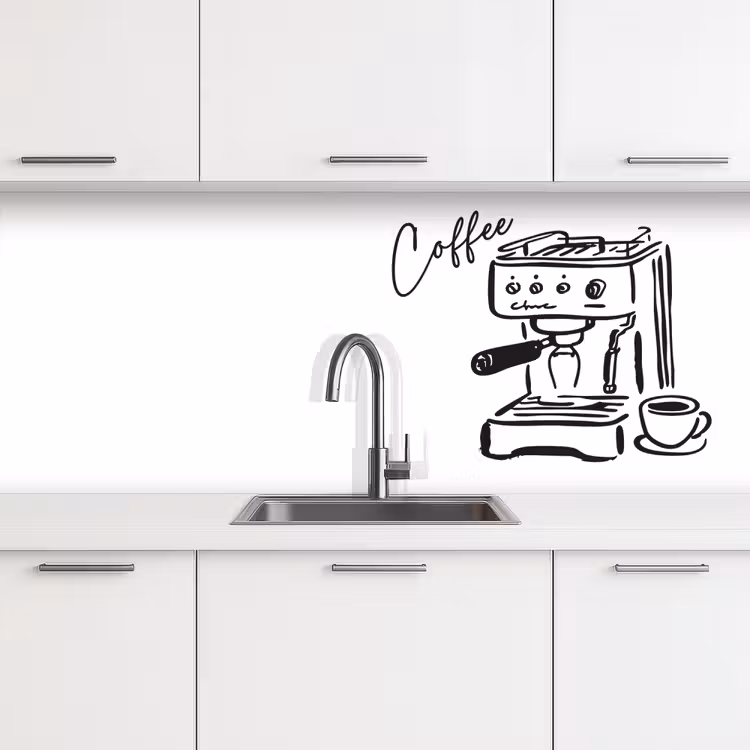 Kitchen splashback - Espresso machine - Black - White — 4