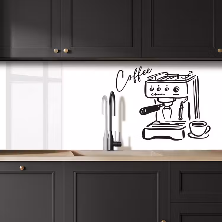 Kitchen splashback - Espresso machine - Black - White — 6