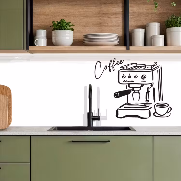 Kitchen splashback - Espresso machine - Black - White — 8