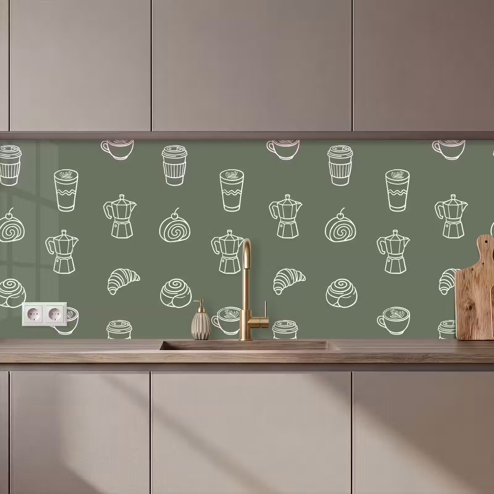Kitchen splashback - Coffee - Rolls - Green - Pattern — 1