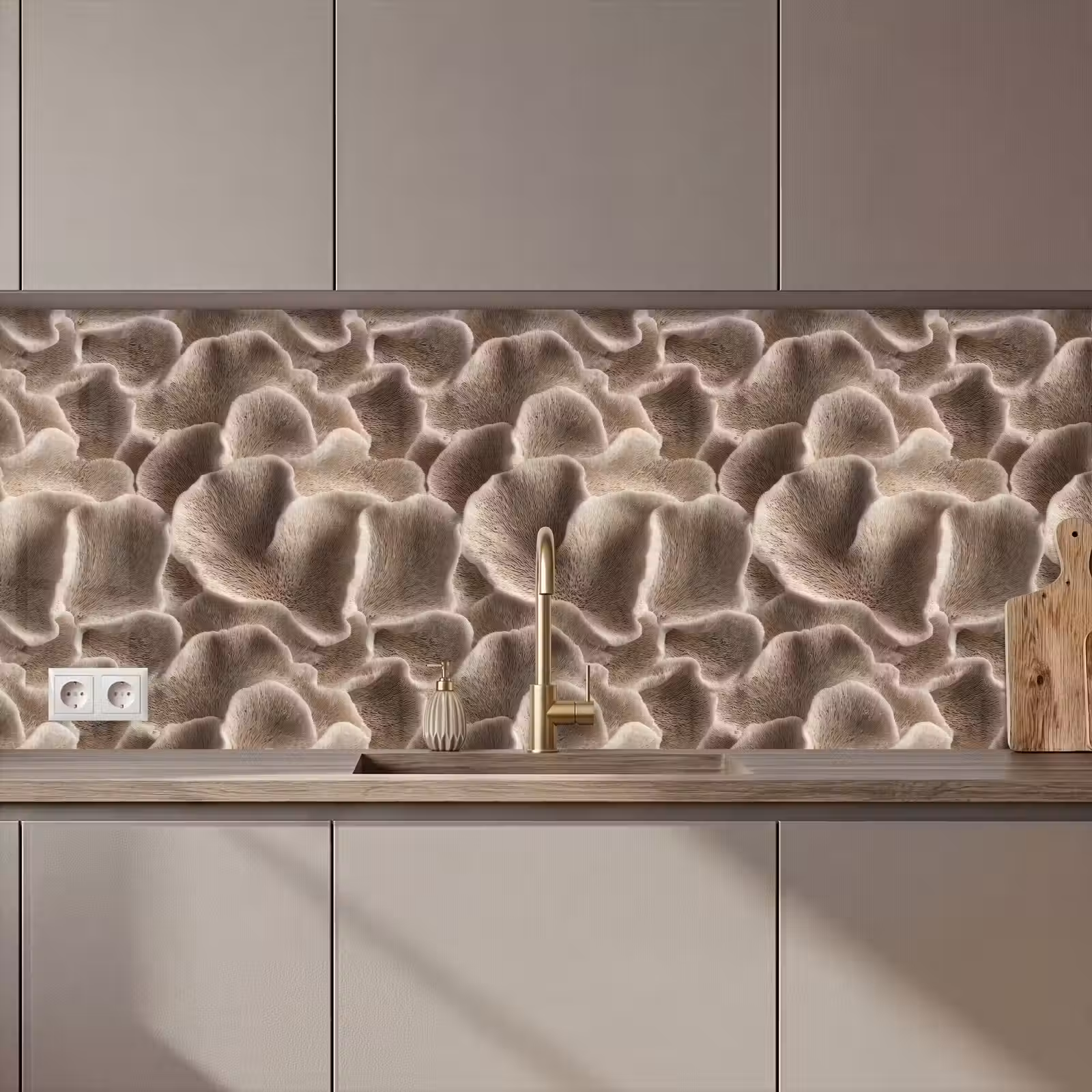 Kitchen splashback - Fan shape - Beige - Fiber texture — 1