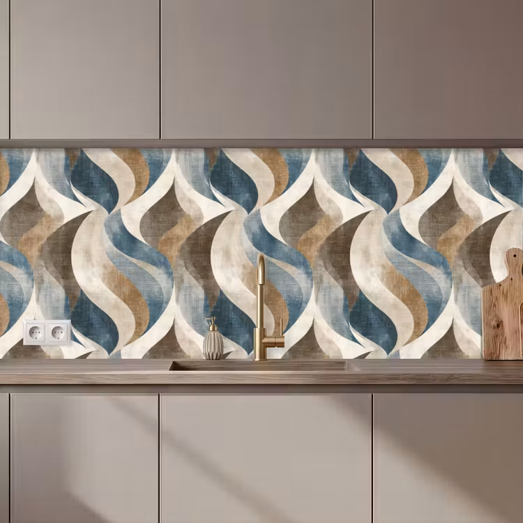 Kitchen splashback - Abstract - Waves - Colorful — 1