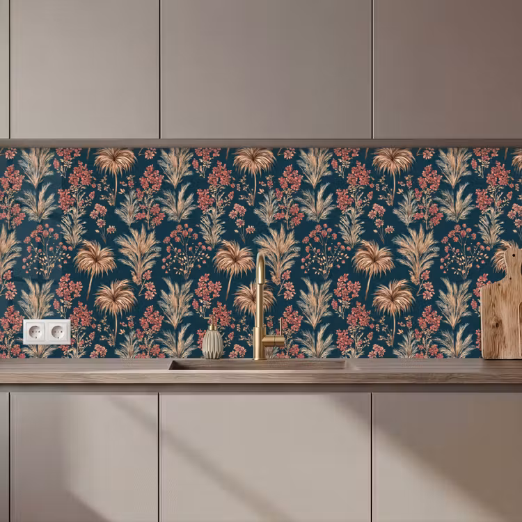 Kitchen splashback - Botanical - Pattern - Blue — 1