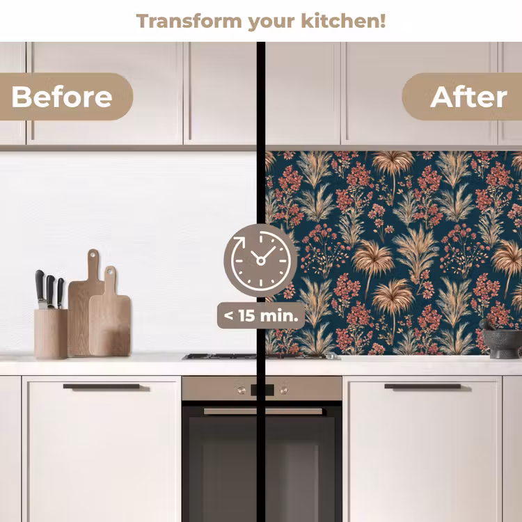 Kitchen splashback - Botanical - Pattern - Blue — 3