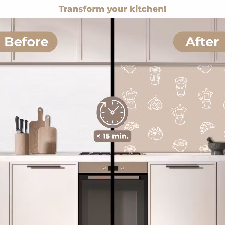 Kitchen splashback - Coffee - Rolls - Beige - Pattern — 3