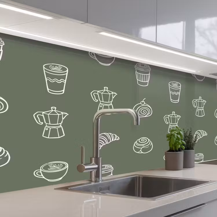 Kitchen splashback - Coffee - Rolls - Green - Pattern — 2