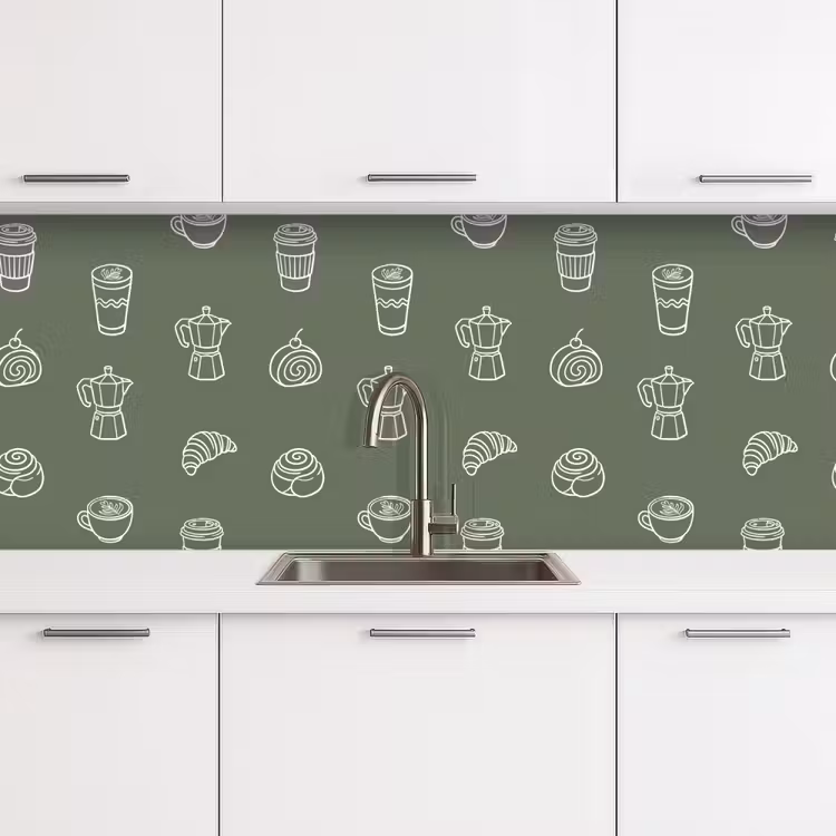 Kitchen splashback - Coffee - Rolls - Green - Pattern — 4