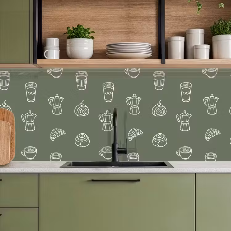 Kitchen splashback - Coffee - Rolls - Green - Pattern — 8