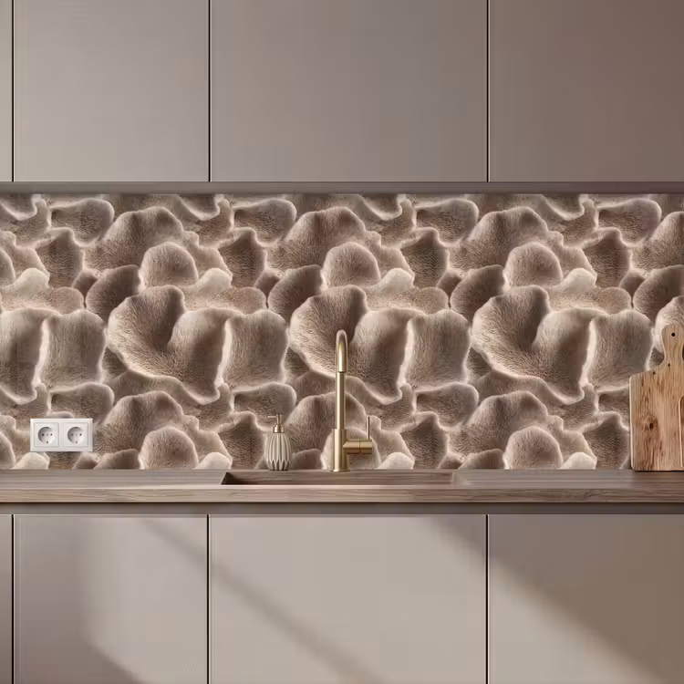 Kitchen splashback - Fan shape - Beige - Fiber texture — 1