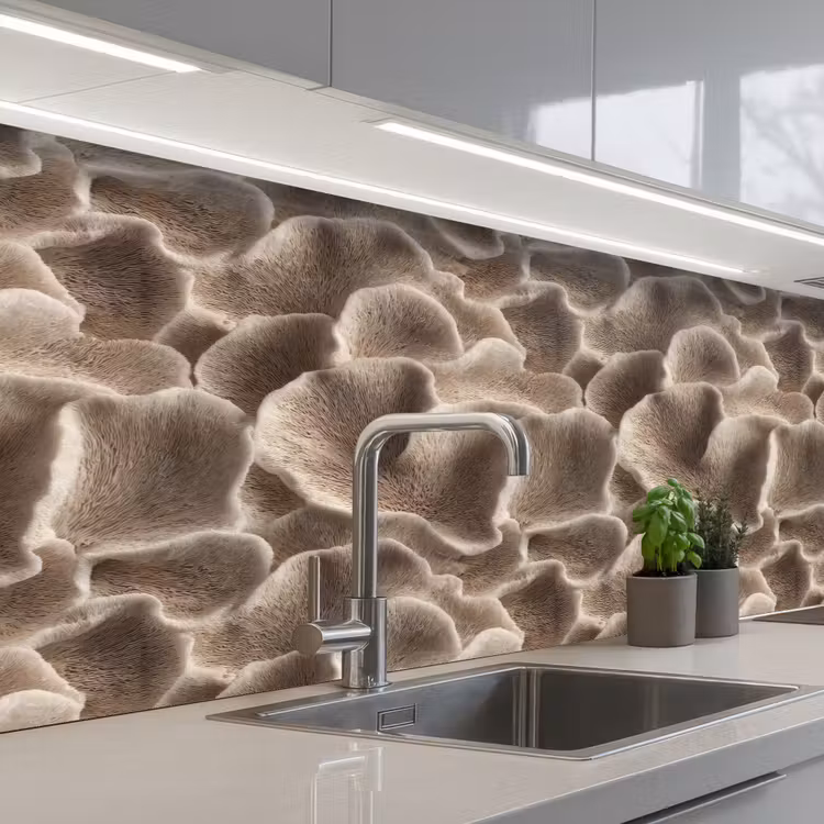 Kitchen splashback - Fan shape - Beige - Fiber texture — 2