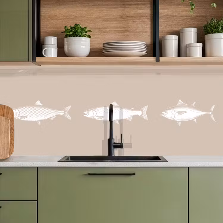 Kitchen splashback - Fish - Beige - White — 8