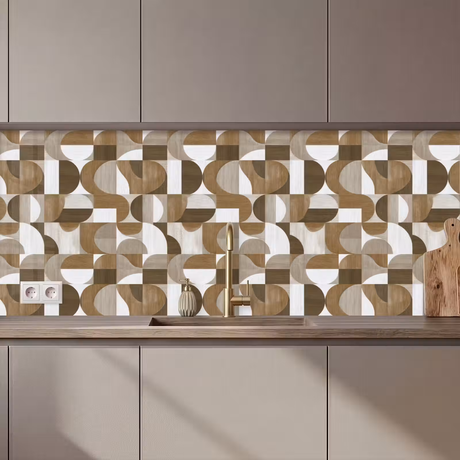 Kitchen splashback - Abstract - Retro - Brown — 1