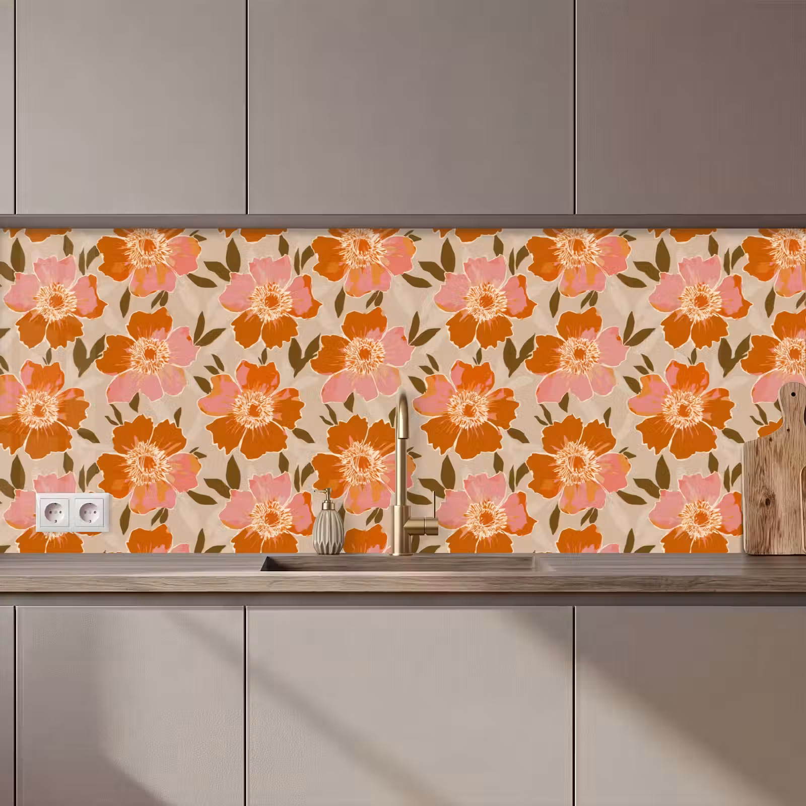 Kitchen splashback - Flowers - Motif - Retro — 1