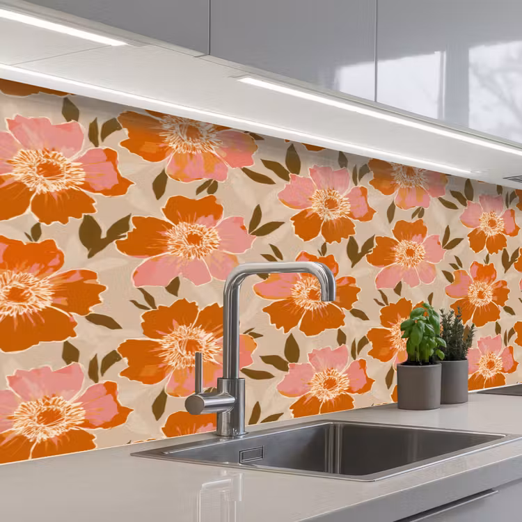 Kitchen splashback - Flowers - Motif - Retro — 2