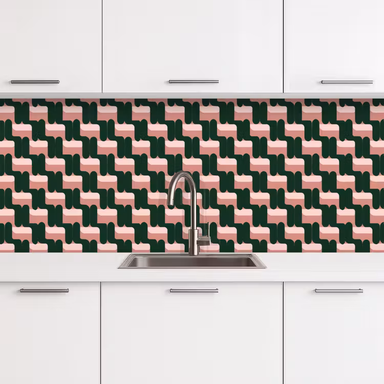 Kitchen splashback - Braid pattern - Green - Pink - Geometric — 4