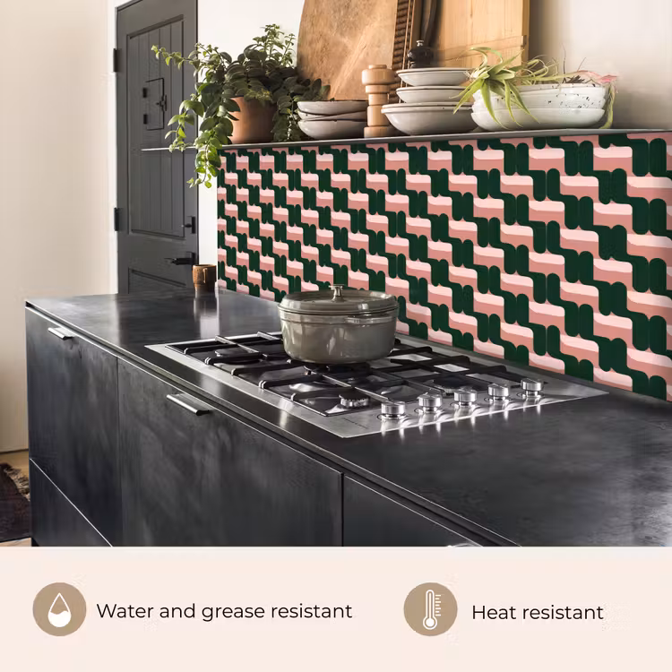 Kitchen splashback - Braid pattern - Green - Pink - Geometric — 5