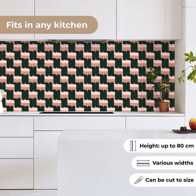 Kitchen splashback - Braid pattern - Green - Pink - Geometric — 7