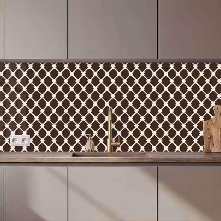 Kitchen splashback - Brown - Checkered pattern - Geometric — 1