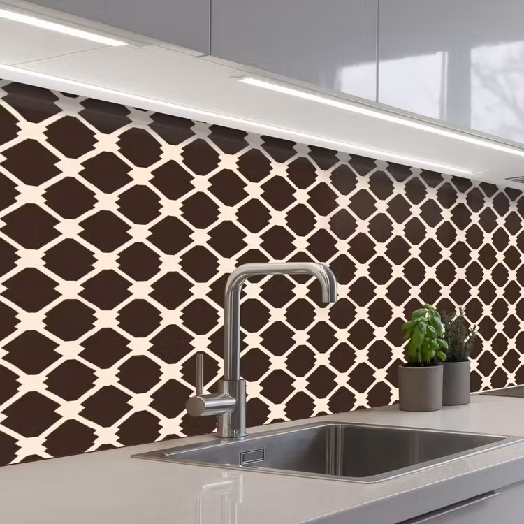 Kitchen splashback - Brown - Checkered pattern - Geometric — 2