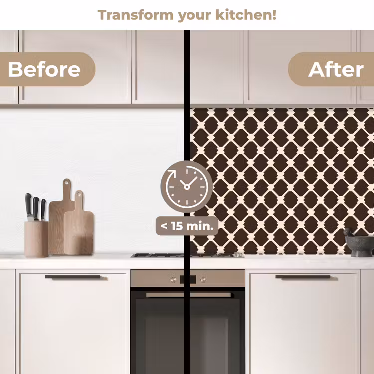 Kitchen splashback - Brown - Checkered pattern - Geometric — 3