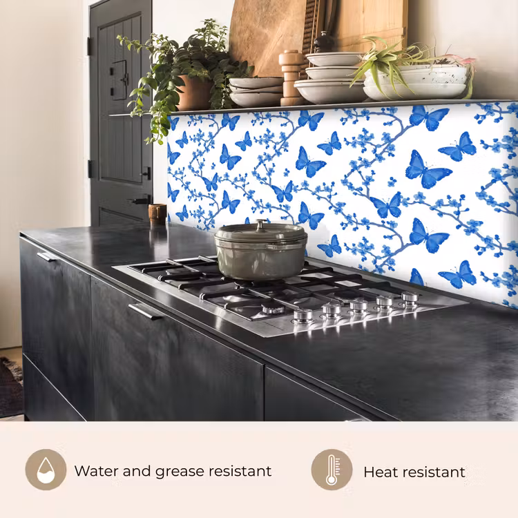 Kitchen splashback - Butterfly - Flowers - Blue — 5