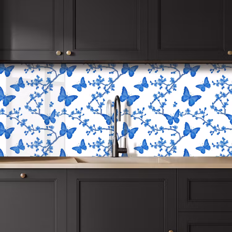 Kitchen splashback - Butterfly - Flowers - Blue — 6