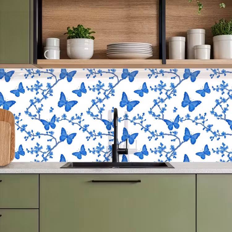 Kitchen splashback - Butterfly - Flowers - Blue — 8