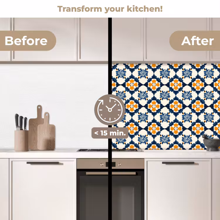 Kitchen splashback - Classic - Geometric - Blue — 3