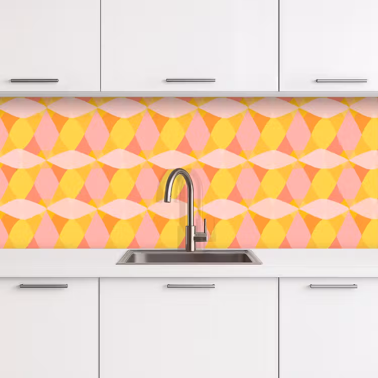 Kitchen splashback - Colorful - Checkered pattern - Leaf shapes — 4