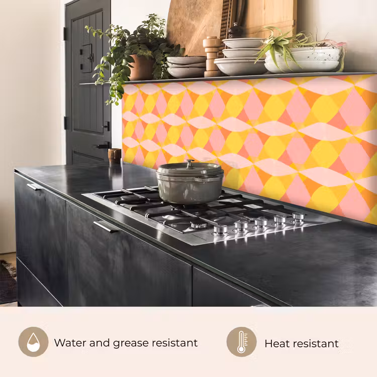 Kitchen splashback - Colorful - Checkered pattern - Leaf shapes — 5