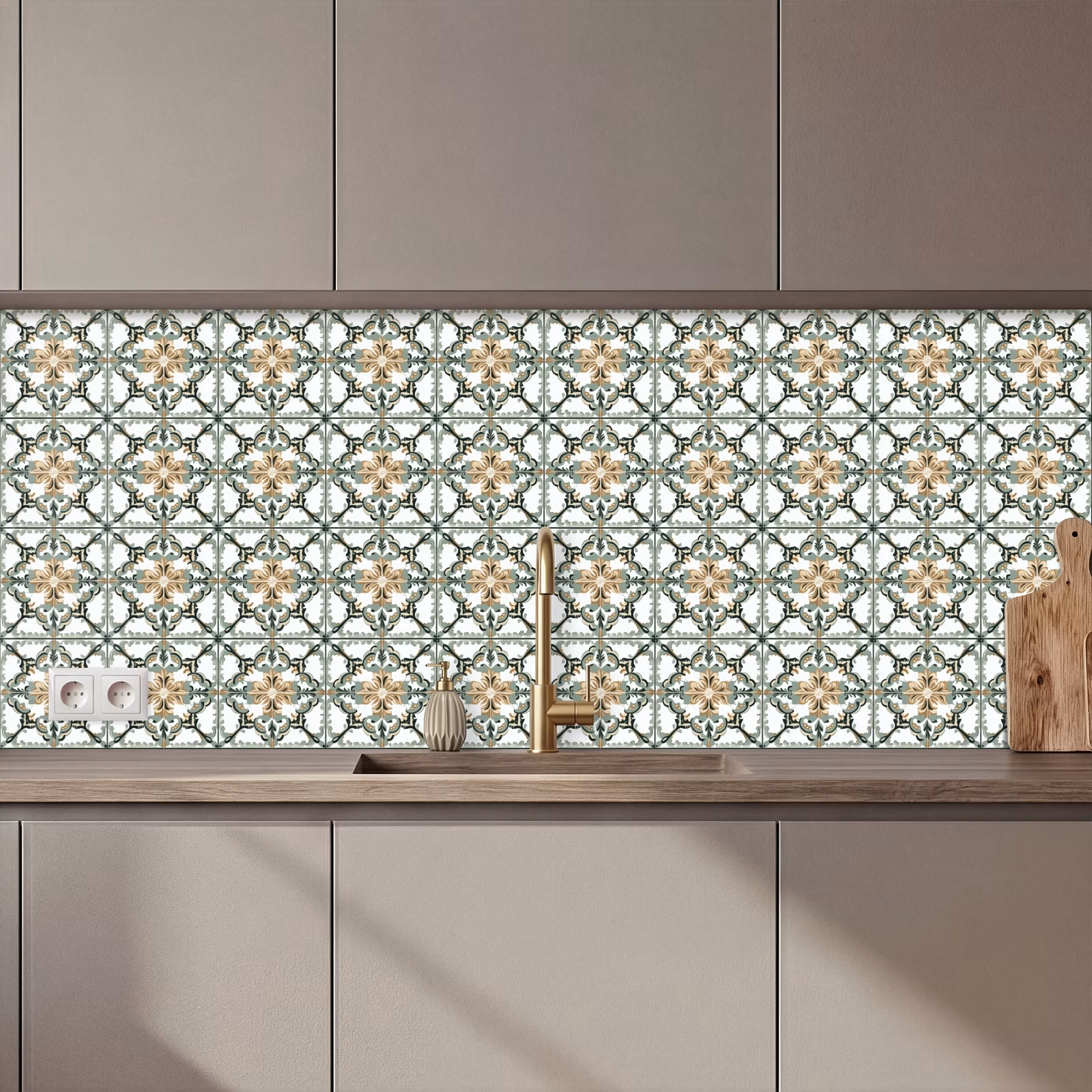 Kitchen splashback - Floral - Weathered - Colorful — 1