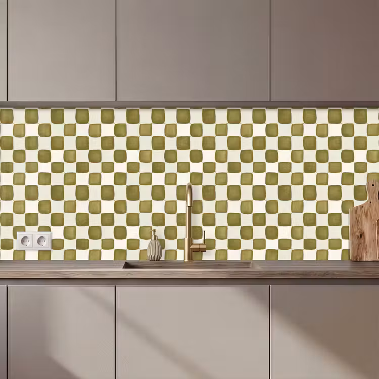 Kitchen splashback - Chess - Pattern - Green — 1