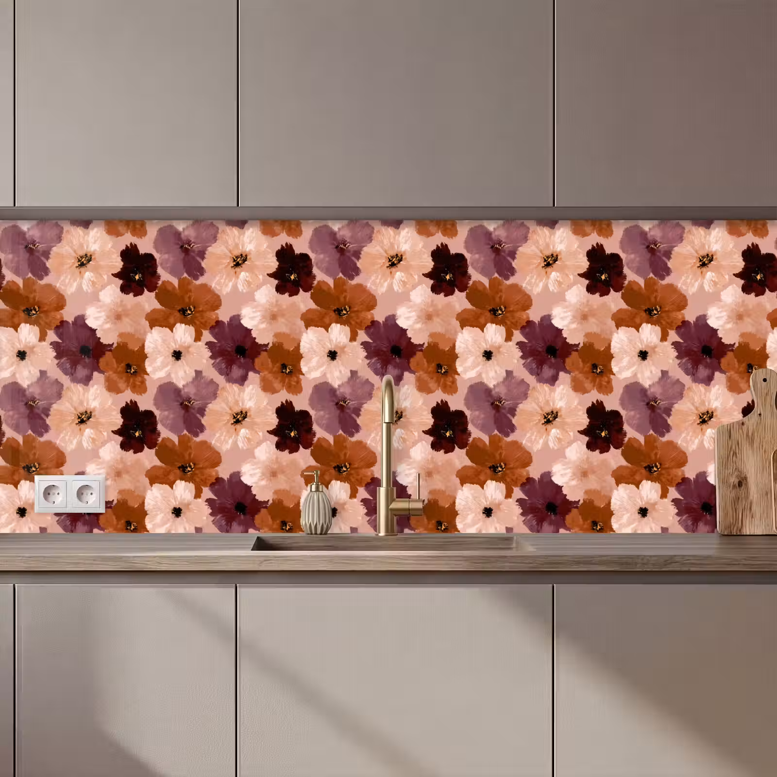 Kitchen splashback - Flowers - Abstract - Earth tones — 1
