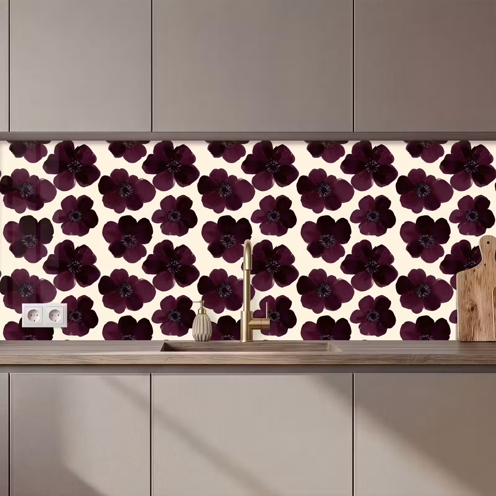 Kitchen splashback - Flowers - Watercolor - Purple — 1