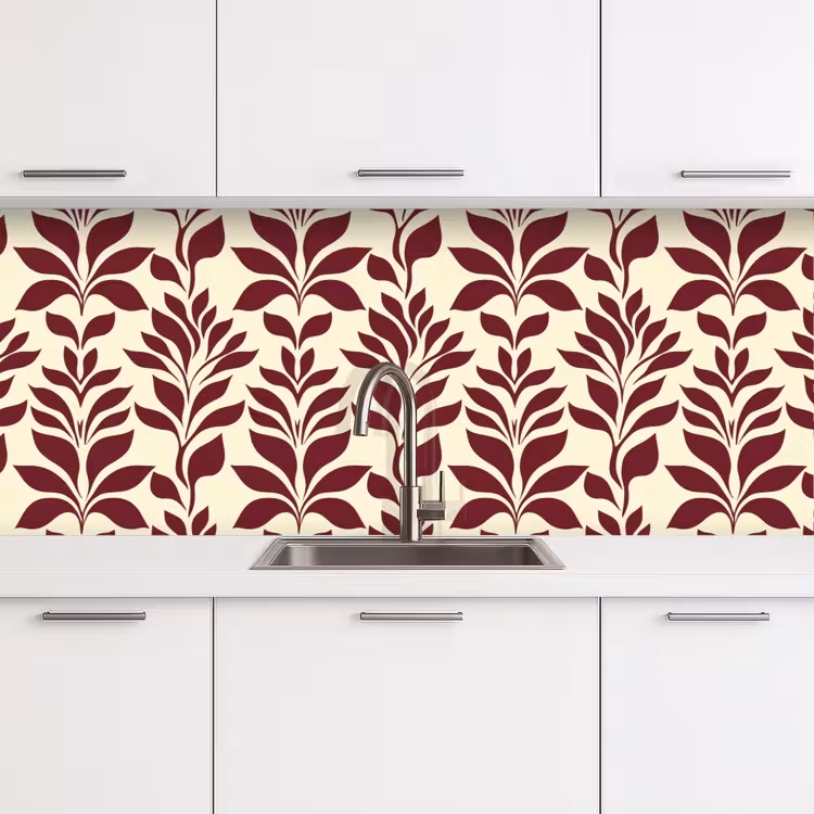Kitchen splashback - Abstract - Leaves - Burgundy — 4