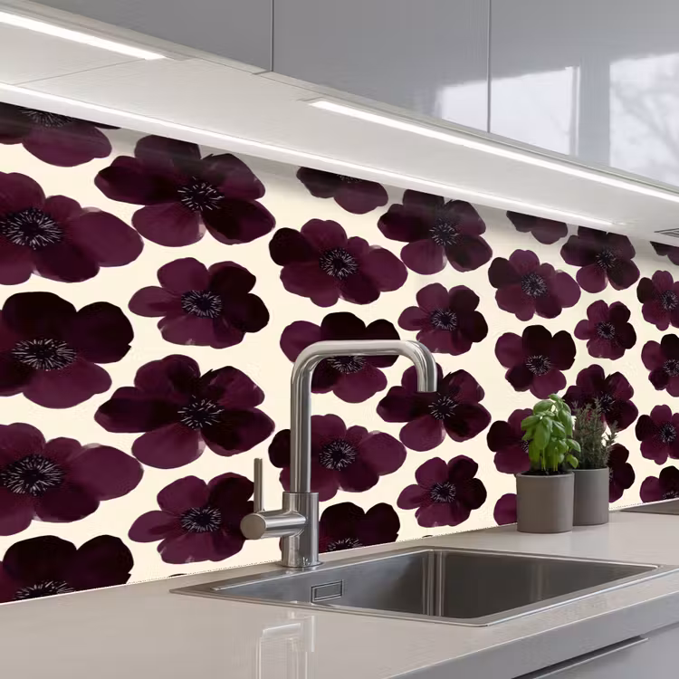 Kitchen splashback - Flowers - Watercolor - Purple — 2