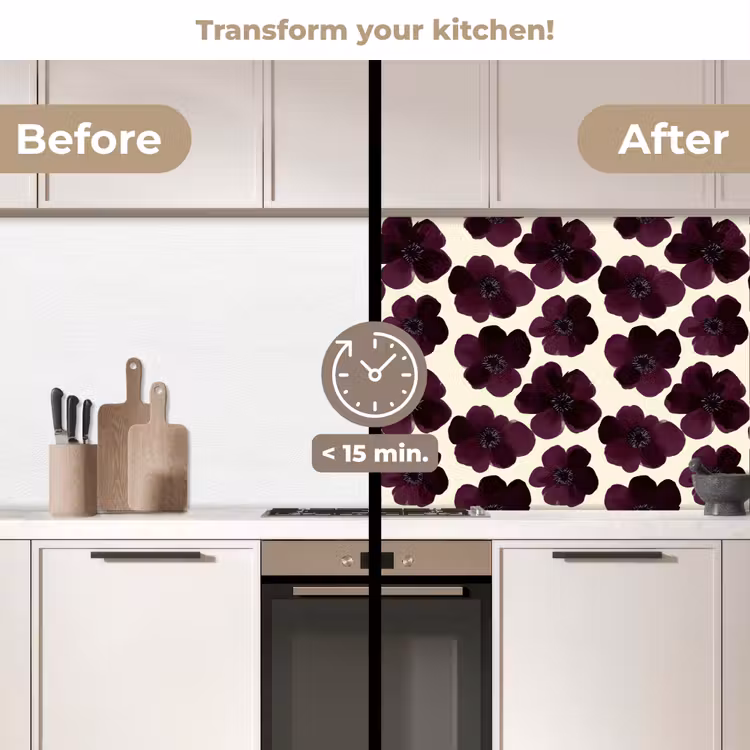 Kitchen splashback - Flowers - Watercolor - Purple — 3