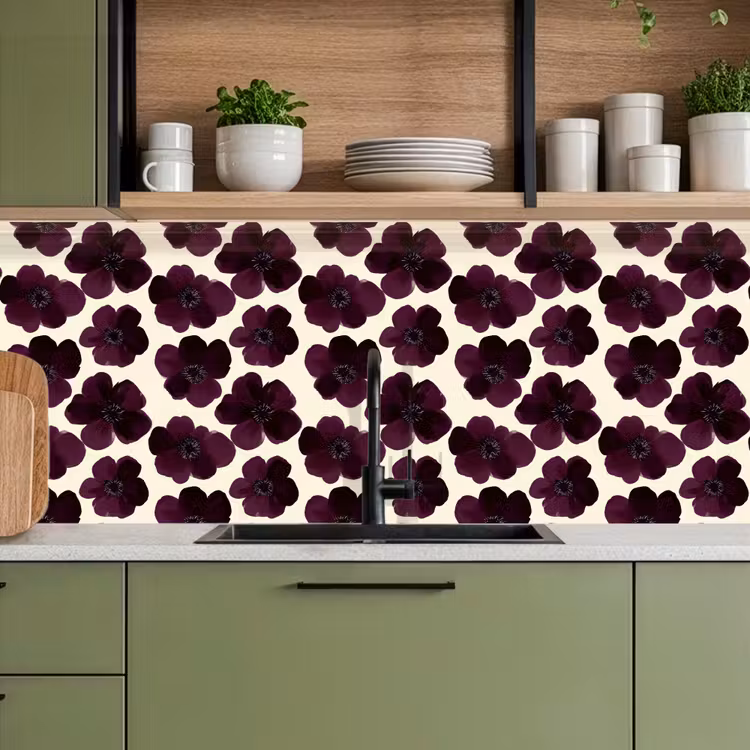 Kitchen splashback - Flowers - Watercolor - Purple — 8