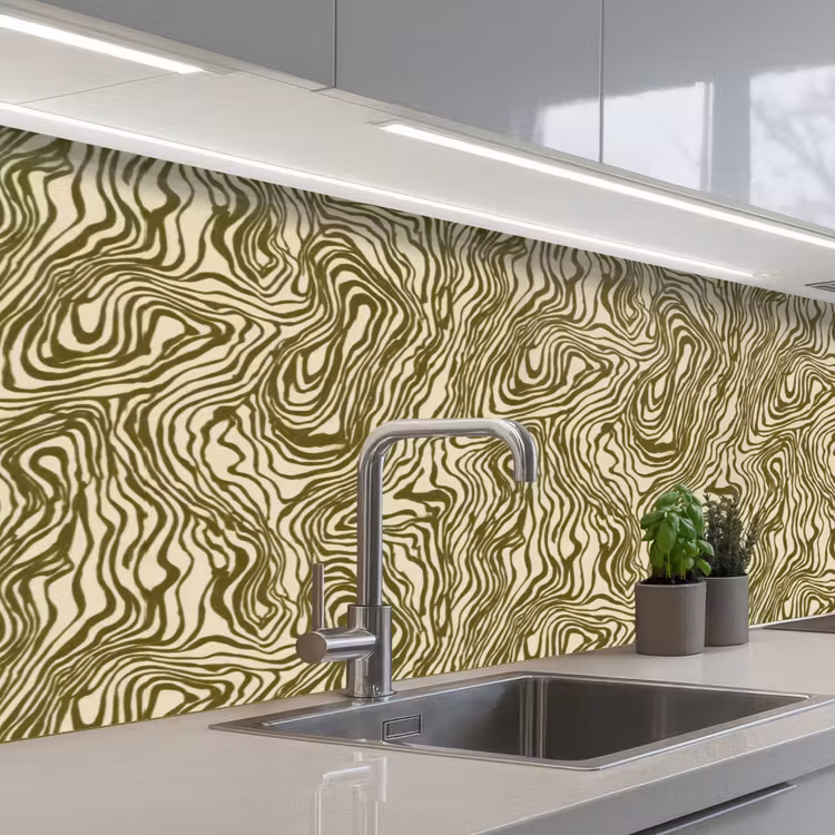 Kitchen splashback - Abstract - Marble - Green — 2