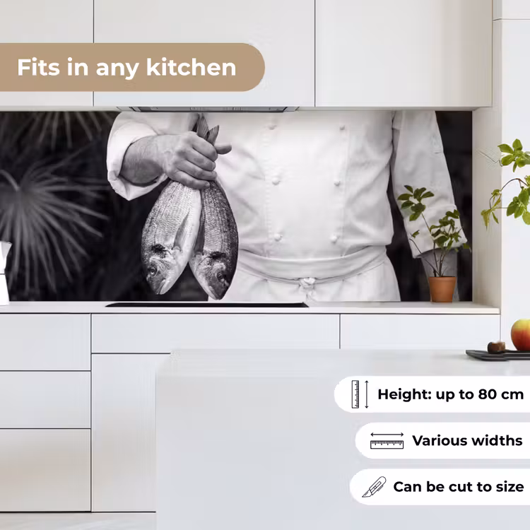 Kitchen splashback - Fishing - Chef - Black - White — 7