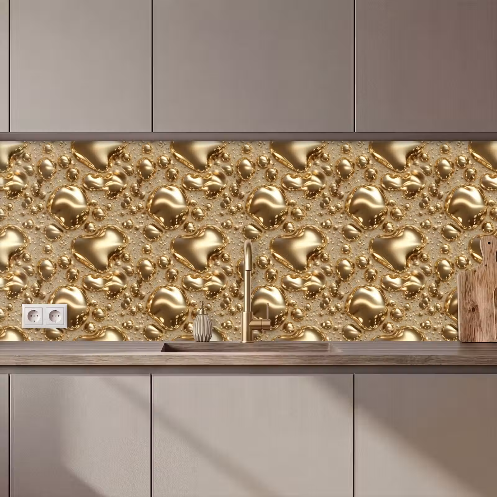 Kitchen splashback - Droplets - Organic - Gold — 1