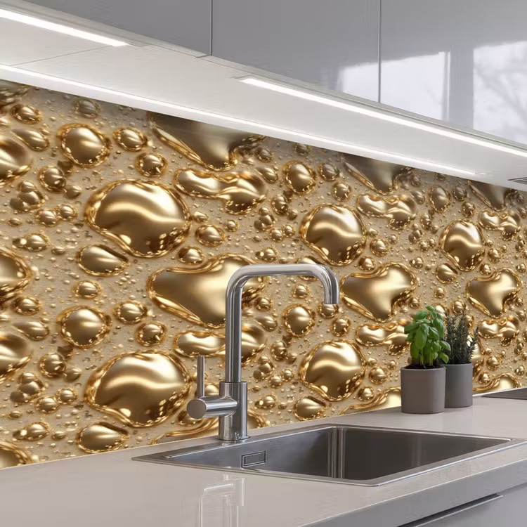 Kitchen splashback - Droplets - Organic - Gold — 2