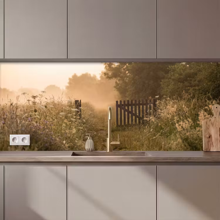 Kitchen splashback - Fence - Nature - Fog - Field — 1