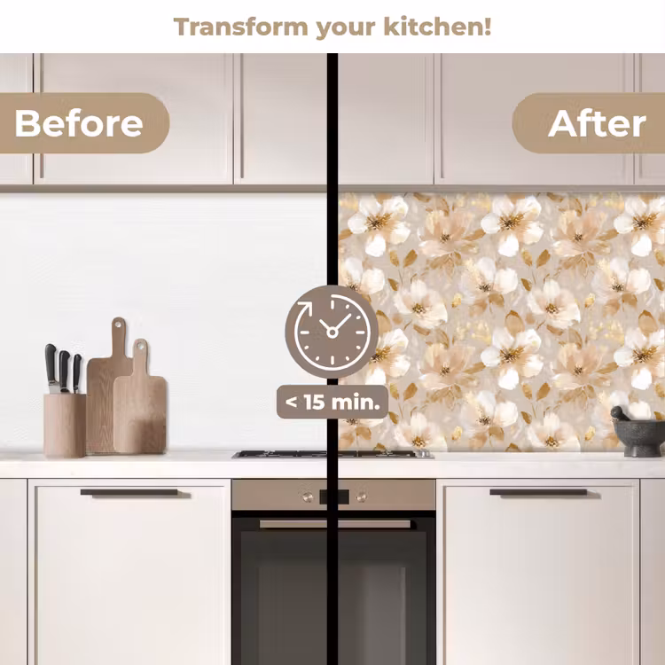 Kitchen splashback - Flowers - artistic - Gold — 3