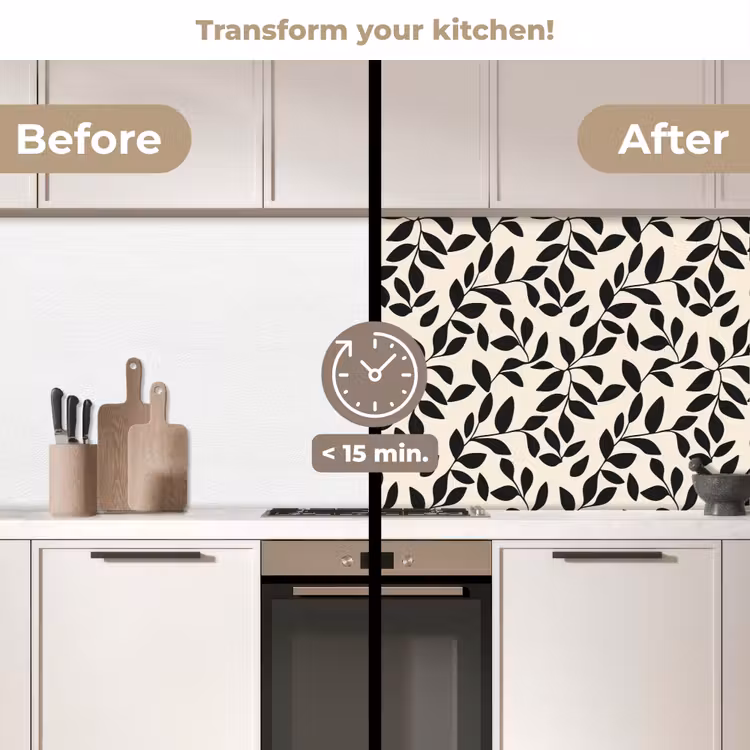 Kitchen splashback - Elegant - Pattern - Black - Beige — 3