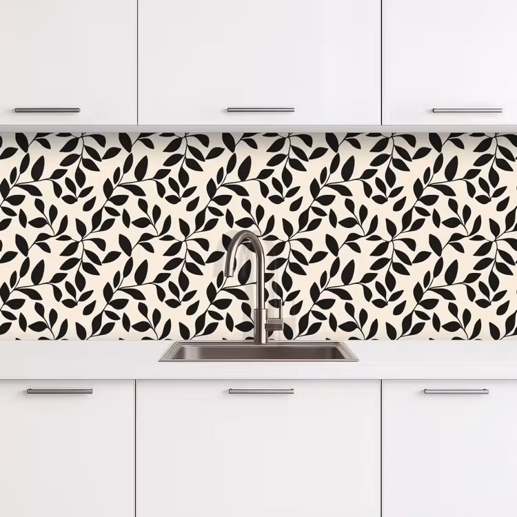 Kitchen splashback - Elegant - Pattern - Black - Beige — 4