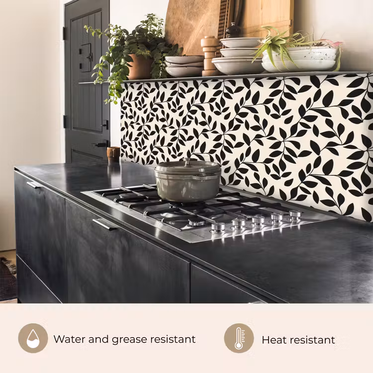 Kitchen splashback - Elegant - Pattern - Black - Beige — 5